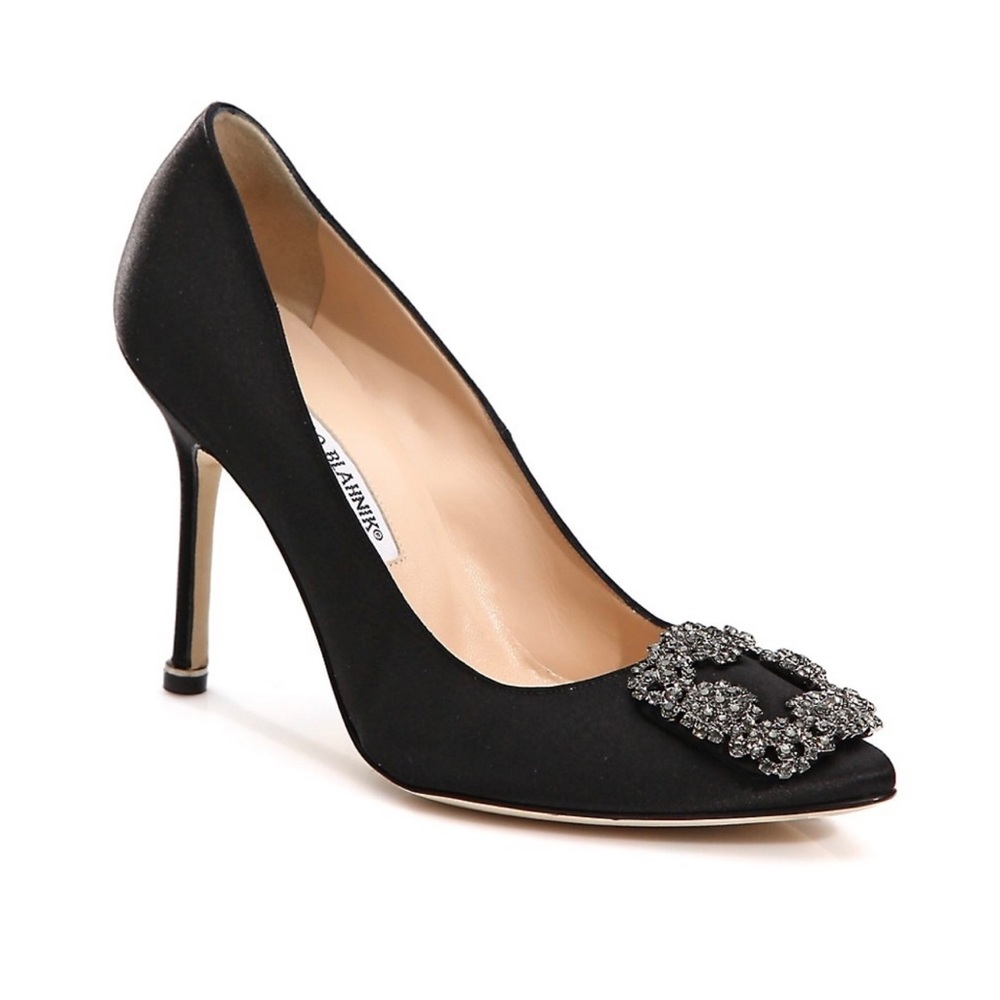 Manolo Blahnik Hangisi 105MM Embellished Satin Pumps